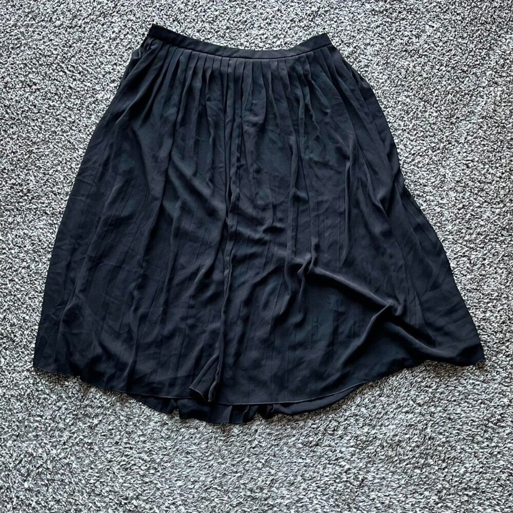 J Crew Midi Skirt Womens 10 Black Flowy Whimsigoth Victorian Accordion Skirt